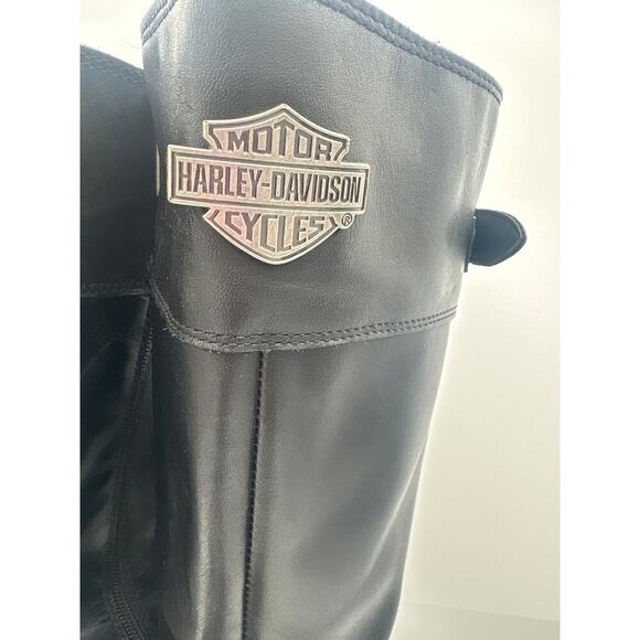 Women’s Harley Davidson Annadale Mid-Rise Black Leather Boots Size 11 - Picture 2 of 5